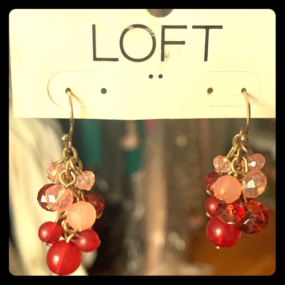Loft red/pink dangly earrings